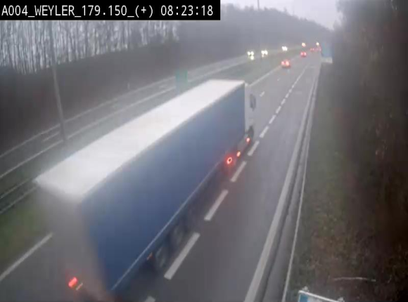 Webcam entre la sortie Arlon et la sortie Weyler sur l'E411. Vue orientée vers Luxembourg