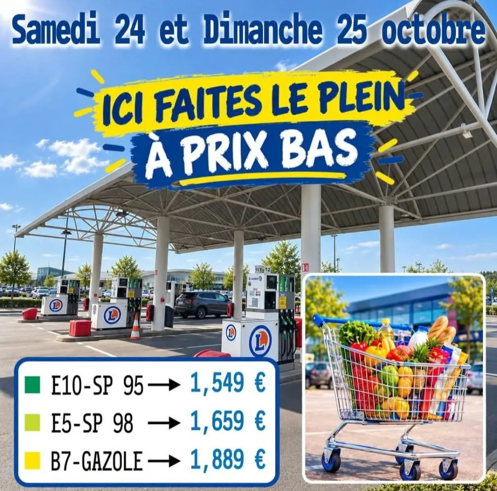 Affiche promotionnelle de prix de carburants cassés au Luxembourg